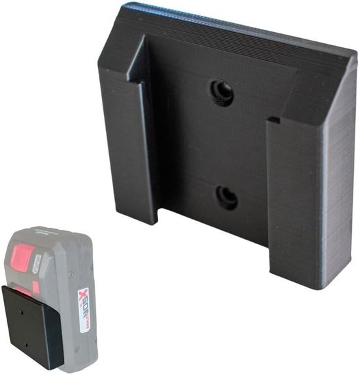 Batterijhouder - Accuhouder Wandmontage - Gereedschap Organiseren - 3D-geprint PLA - 10x1.5x10 cm - Zwart