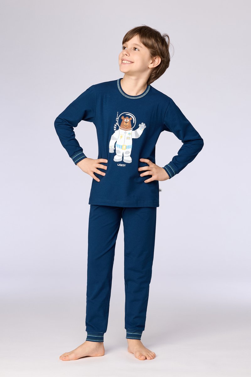 Woody Jongens-Heren pyjama donkerblauw - maat 092/2J