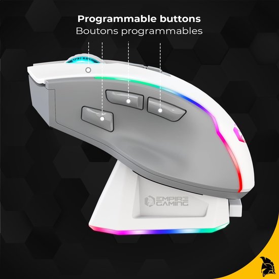 Draadloze Muis - Gaming Muis - Intensief Gebruik - Magnetisch Opladen - 10000 DPI - Wit — afbeelding 4