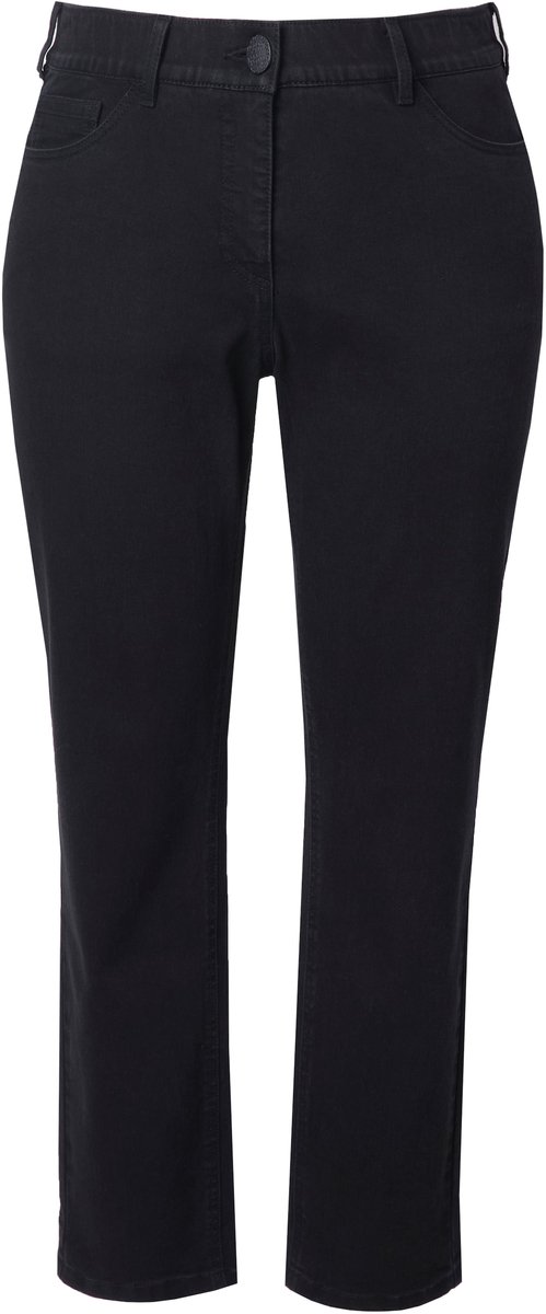 Ulla Popken - Dames - Boyfriend jeans 5-pocketmodel comfortabele tailleband - Zwart - Maat 58