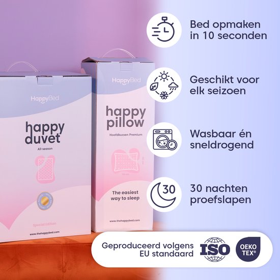 HappyBed All year dekbed enkel 140x200 - Eenpersoonsdekbed - Wasbaar dekbed zonder overtrek - Bedrukt dekbed zonder hoes - Hoesloos Dekbed met Print - Grijs van HappyBed — afbeelding 4