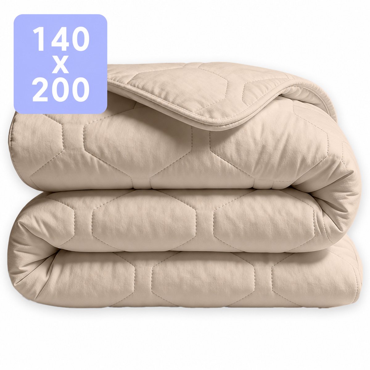 HappyBed Dekbed zonder overtrek 140x200 + instopstrook - Wasbaar Dekbed - Bedrukt dekbed zonder hoes - Hoesloos Dekbed - Eenpersoonsdekbed - Taupe