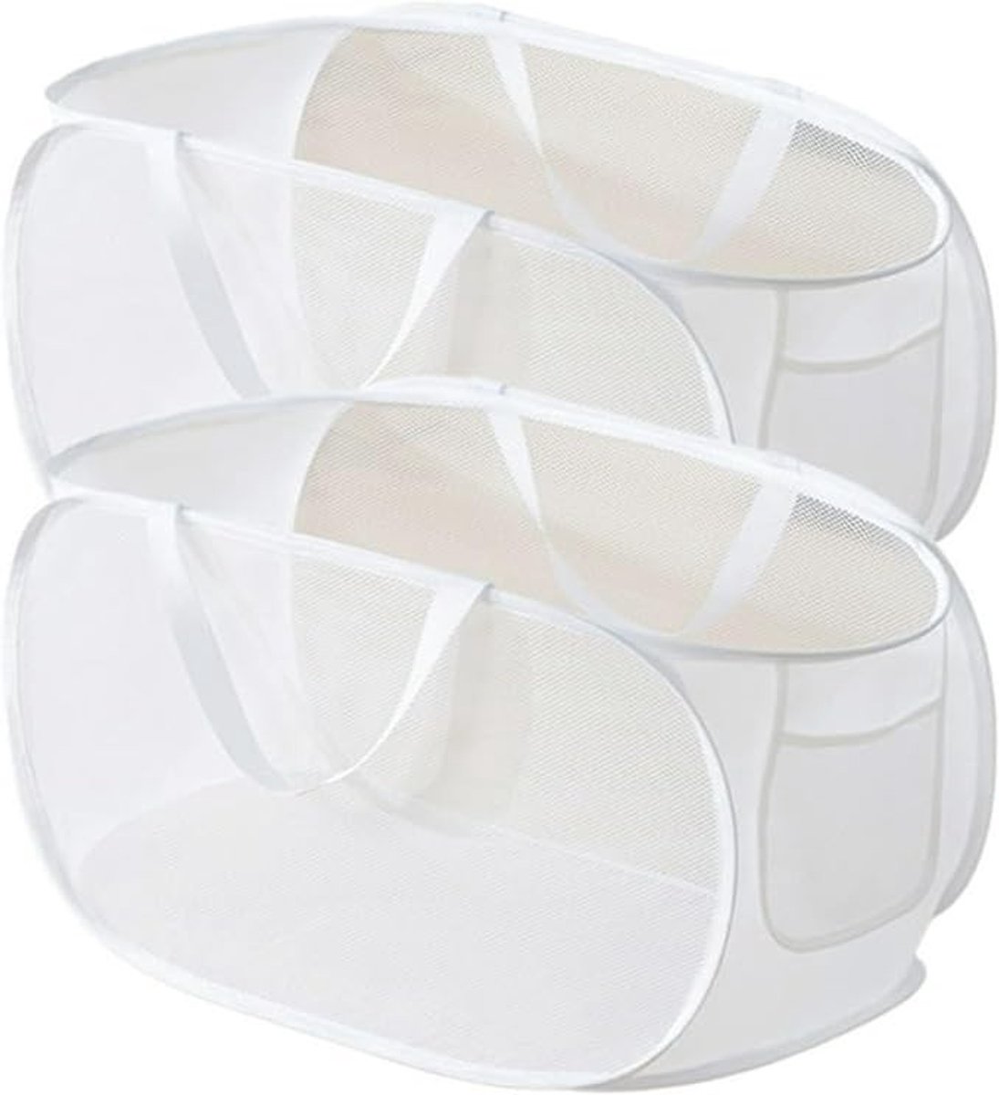 PolkaHome Opvouwbare wasmand 2 stuks wit met handvat