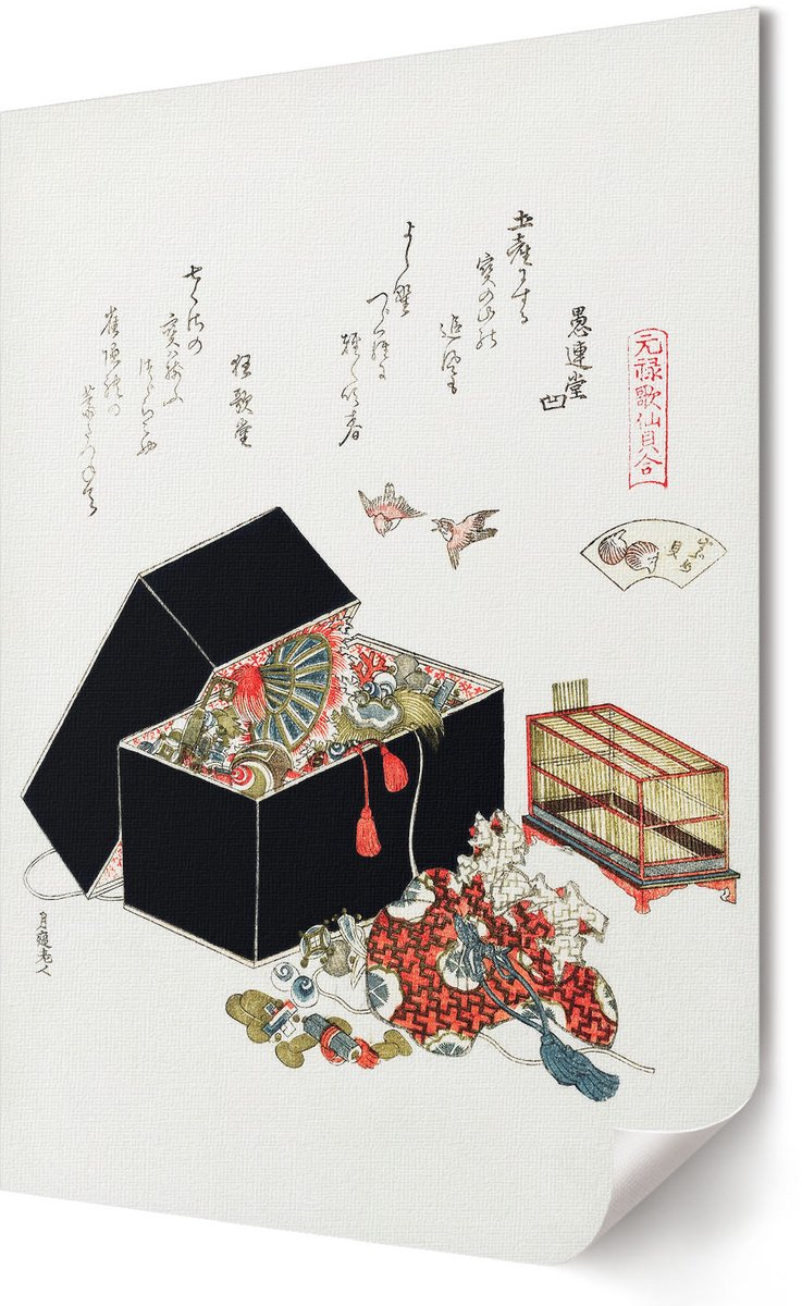 Coloray Polycanvas Poster - Sieradendoos, Illustratie - 420 x 594 - Zwart Wandposter - Rechthoek - Muurdecoratie - Woonkamer, Slaapkamer, Kantoor - Japanse