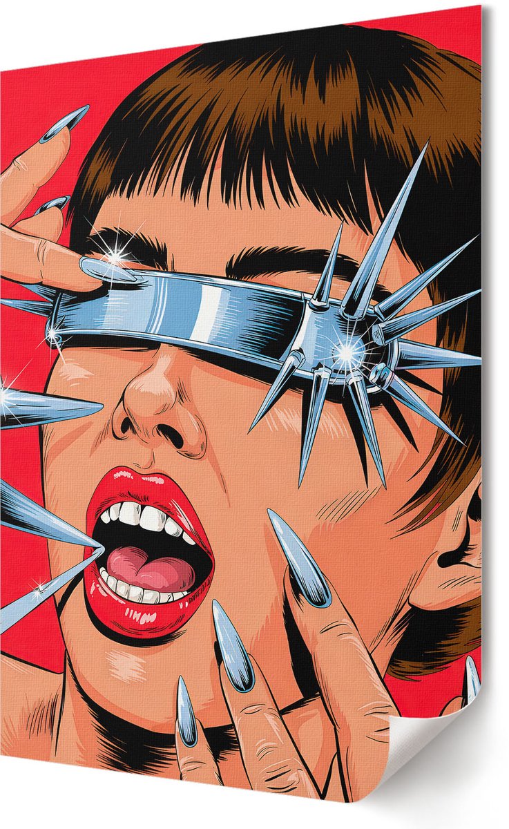 Coloray Polycanvas Poster - Popart-Energie, Illustratie - 420 x 594 - Rood Motief - Rechthoek - Decoratieve poster - Woonkamer, Slaapkamer, Kantoor - Popcultuur