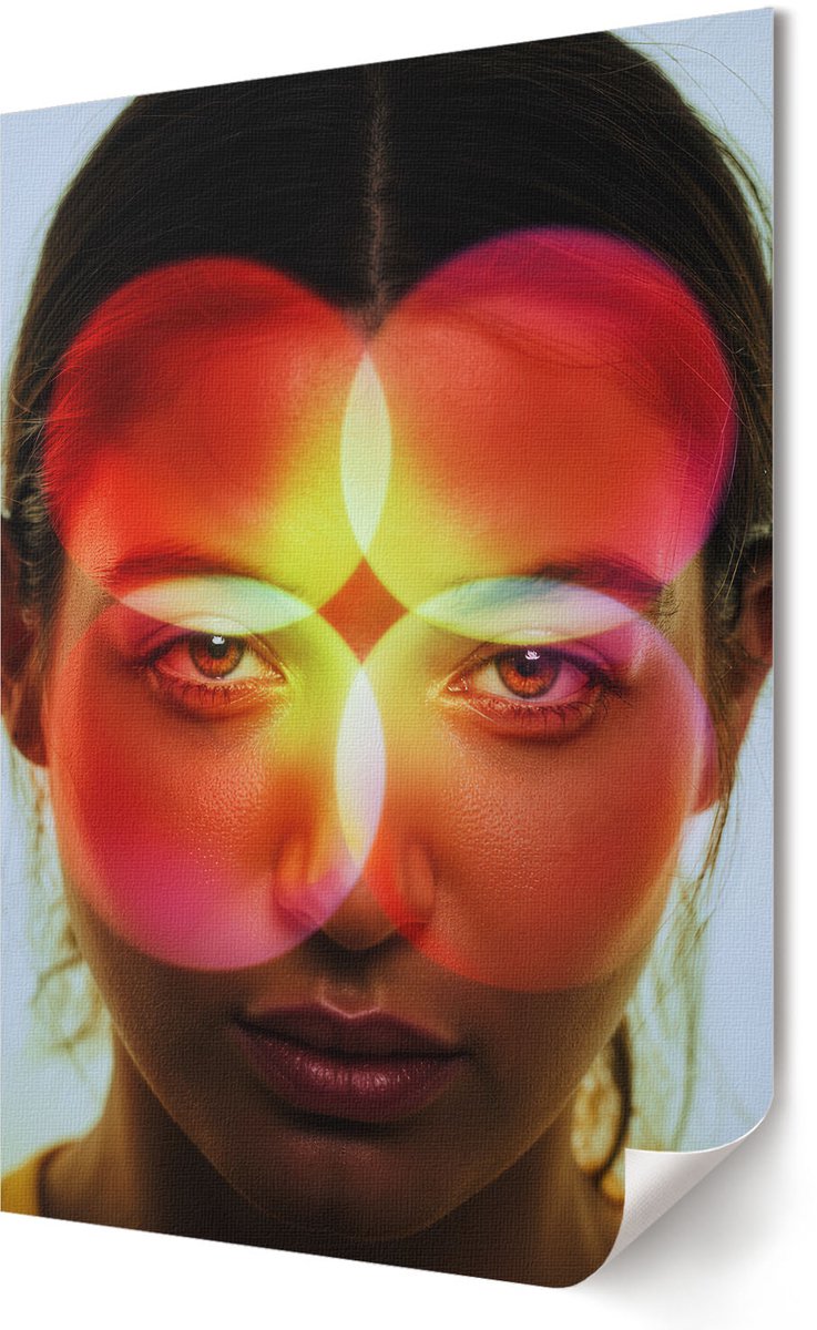 Coloray Polycanvas Wandposter - Kaleidoscopisch Gezicht, Fotografie - 420 x 594 - Rood Patroon - Rechthoek - Muurkunst - Woonkamer, Slaapkamer, Kantoor - Modern