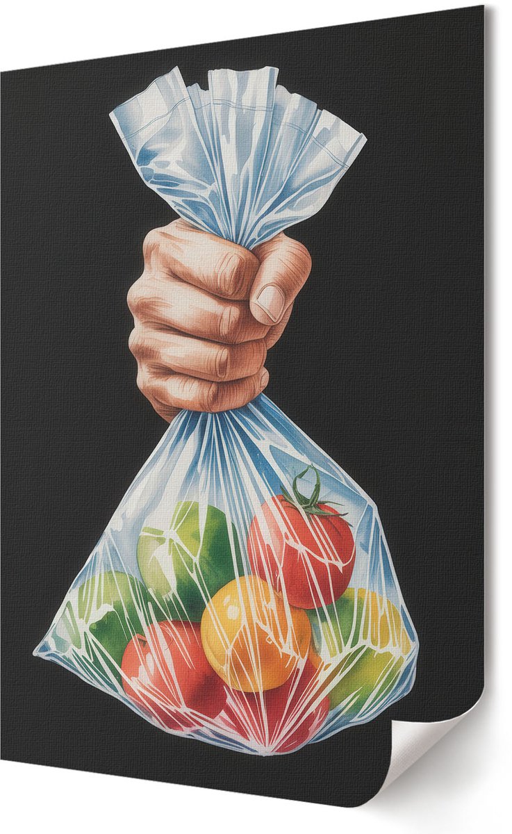 Coloray Canvas Poster Polycanvas - De Gloeilamp En De Stad, Beige - A2 - Zwart Patroon - Rechthoek - Decoratieve poster - Kantoor - Klassiek