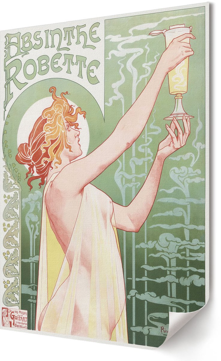 Coloray Polycanvas Wandposter - Absint Robette, Illustratie - 594 x 840 - Groen Wandposter - Rechthoek - Canvasposter - Woonkamer - Deel