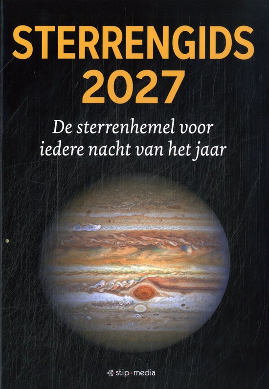 Boek "Sterrengids 2027" met een afbeelding van Jupiter op de cover.