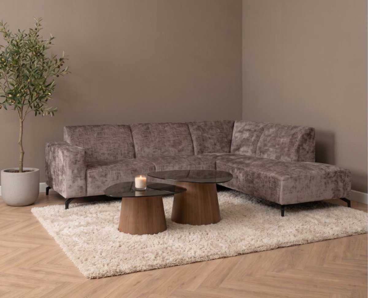 Hoekbank Milena Taupe - Astra 5 – Ottomane rechts – 274x210 cm
