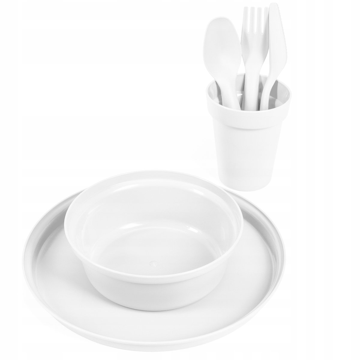 Kampeerbestek Set - Lichtgewicht Plastic voor Familie - Wit