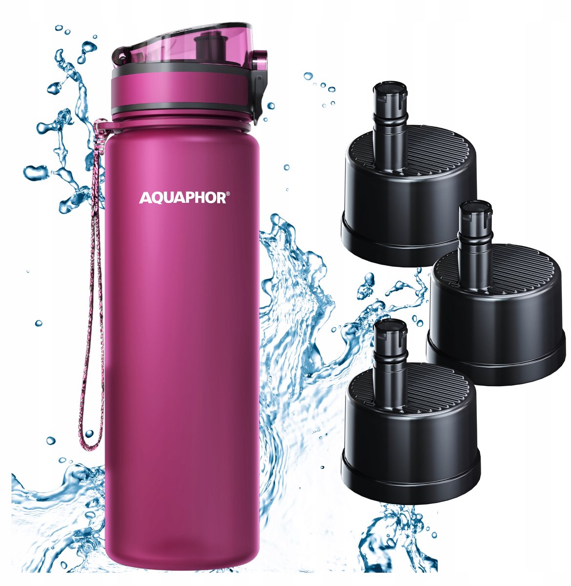 Aquaphor City Filterfles 800ml Bordeaux + 3 Filters