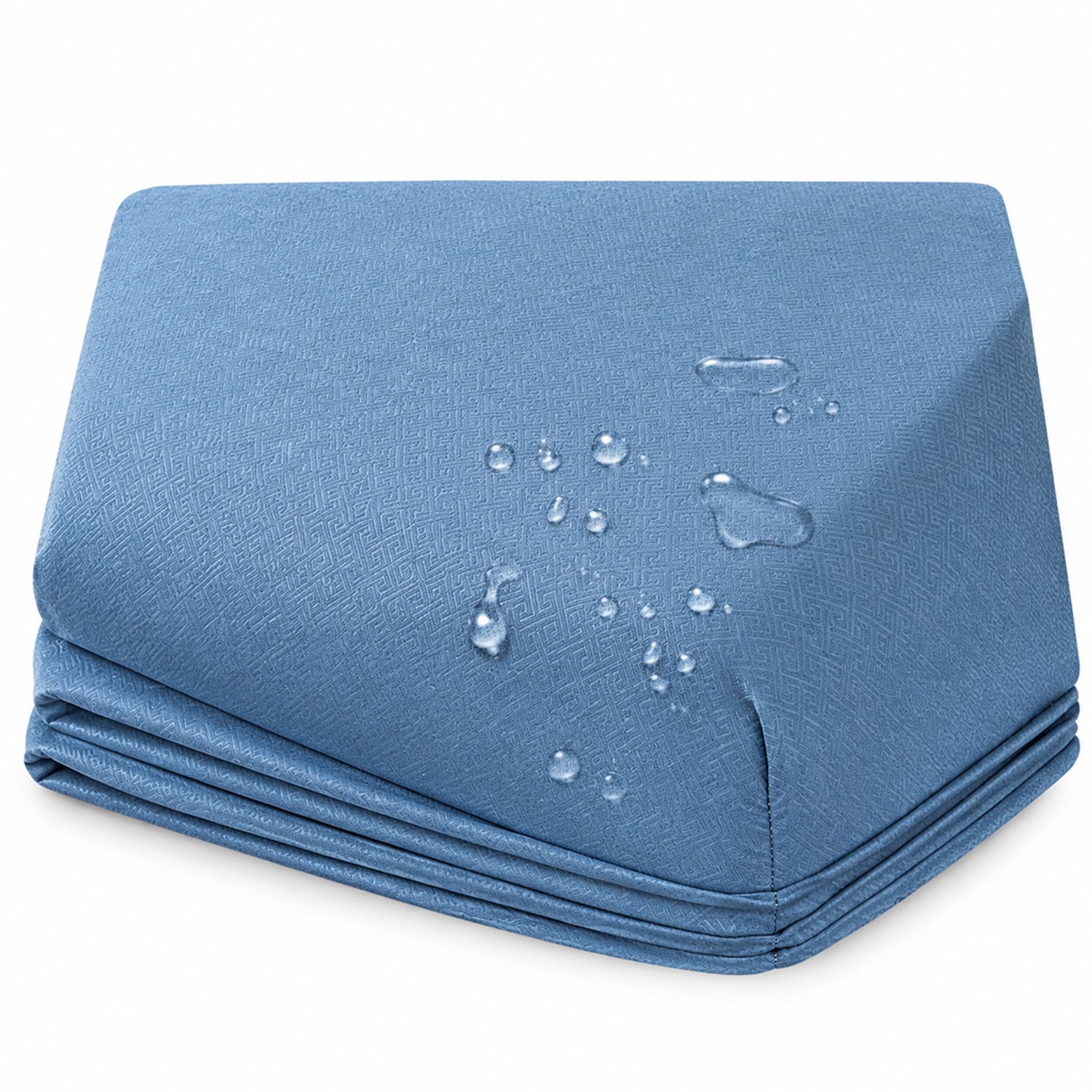 SWGOTA Waterdichte hoeslakenset 198 x 203 cm, blauw, geborstelde stof, 1 hoeslaken en 2 kussenslopen, voor matrassen tot 30 cm hoog