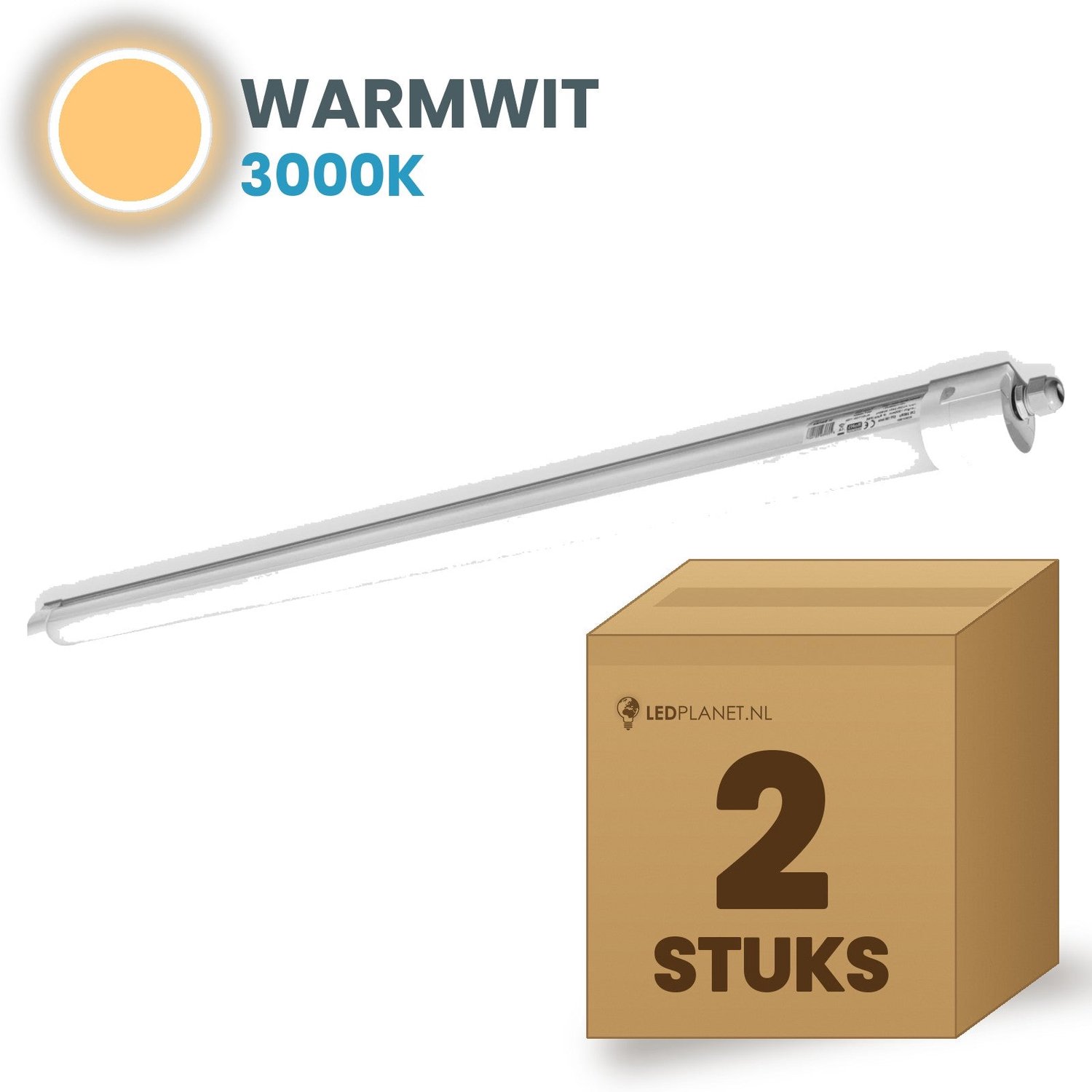 Tsong TL armatuur Tri Proof 1500mm 2 stuks - 50W 7500lm - Warmwit 3000K - Koppelbaar - IP65 - 230V
