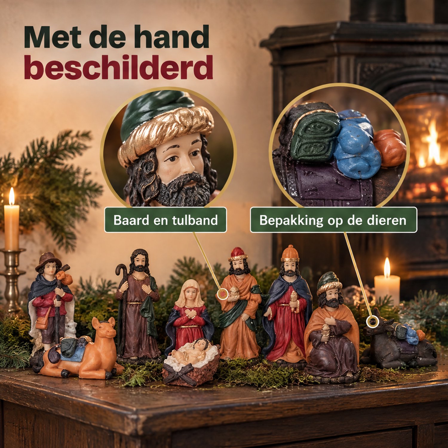Levano Kerststal Figuren Set van 9 - 15 cm - Kerstversiering - Kerstdecoratie voor Binnen - Kerstfiguren voor Binnen - Kerstbeeldjes - Kerstbeelden - Kerstverhaal - Kerstkribbe - Kerst Figuurtjes – foto 5