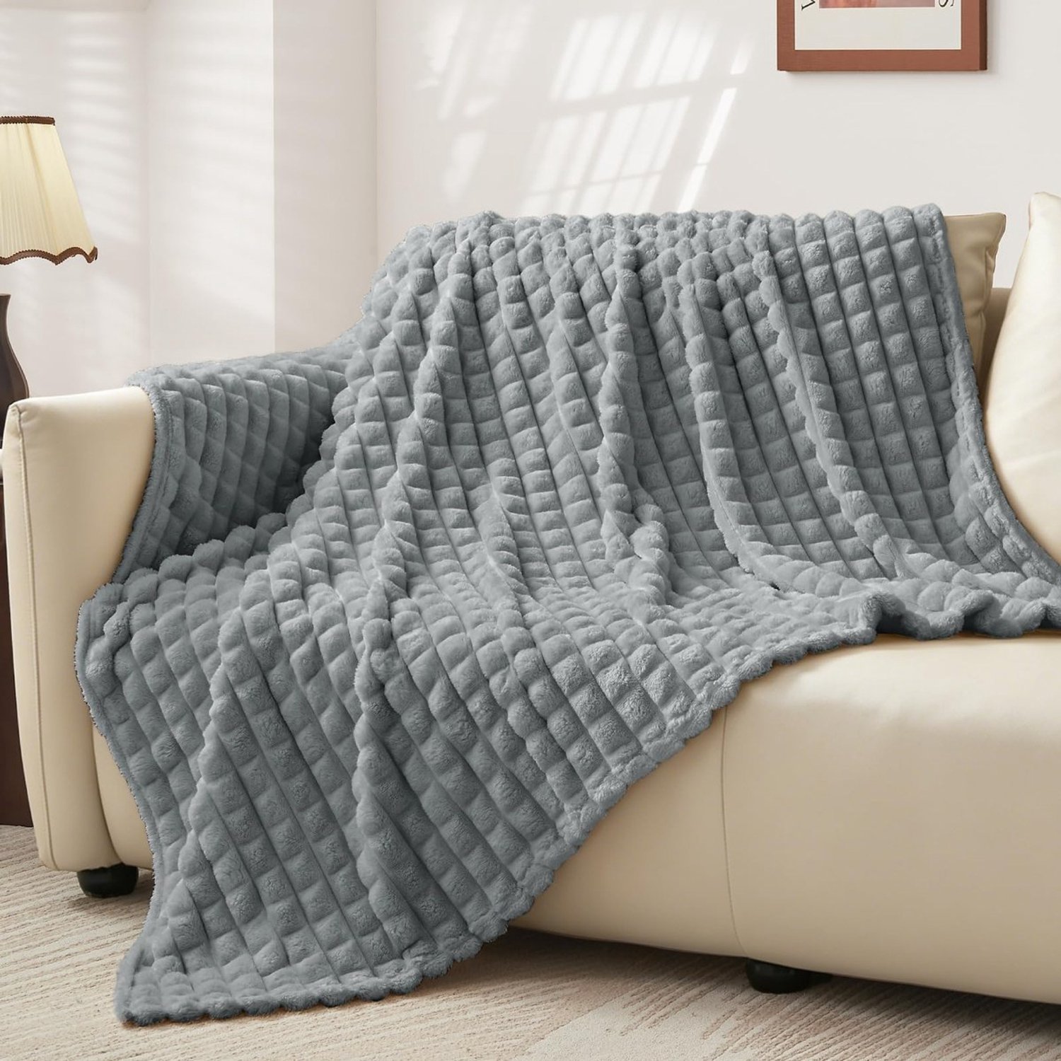Duraxl Plaid - Fleece - Geruit - 125 x 150 cm - Grijs