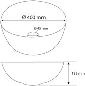 Differnz Shine Waskom - Rond Model - Diameter 40 x Hoogte 13,5 cm - Vervaardigd Uit Krasvast Keramiek - Zonder Overloop - Geschikt Voor Opbouw Montage - Kleur Wit/Goud Voor De Badkamer