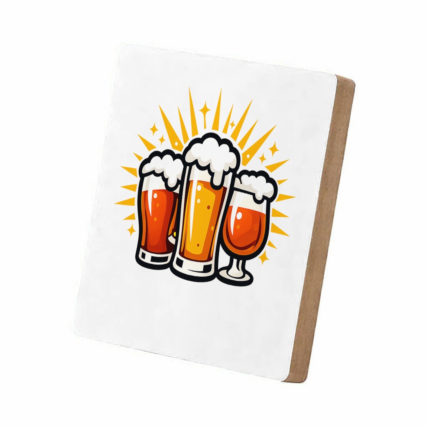 Mr Cadeautjes MDF staande fotolijst 15,2 x 15,2 - design Vier glazen in een compacte, feestelijke cluster met een str | cadeau Wit