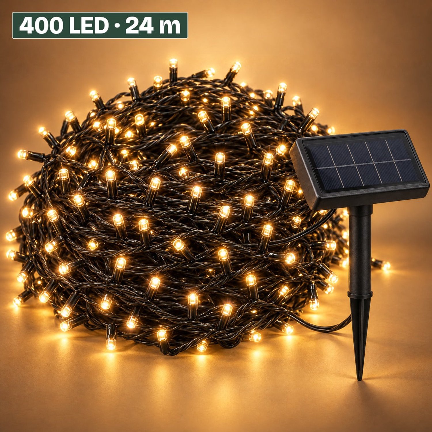 Levano Kerstverlichting Buiten 400 LED 24 m - Kerstboomverlichting - Kerstlampjes - Tuinverlichting op Zonne-energie - Buitenverlichting - Solar Lichtsnoer - LED Lampjes - Lichtslinger Buiten - Tuinlampjes - Solar Lampjes - Lichtsnoer Tuin