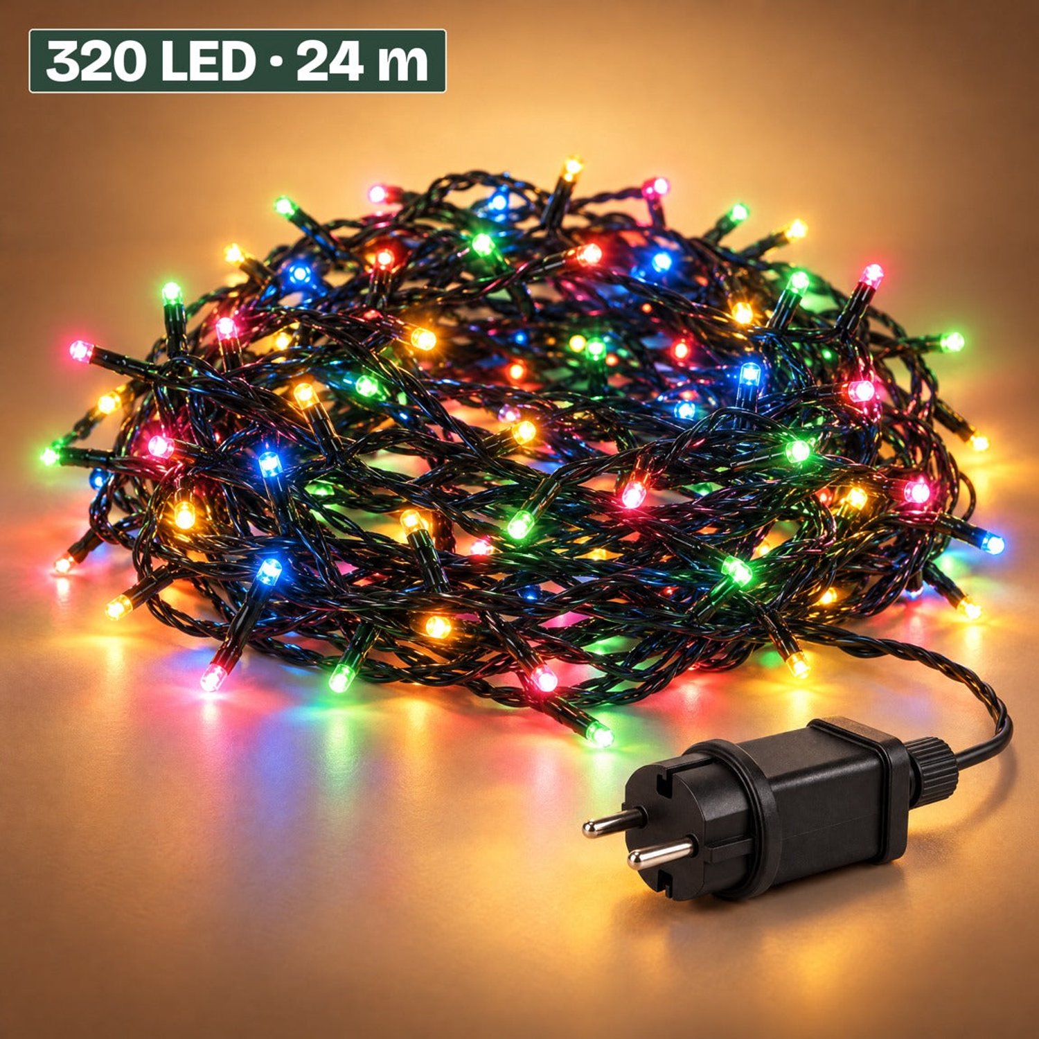 Levano Kerstverlichting Buiten 320 LED 24 m Multicolor - Lichtsnoer voor Binnen en Buiten - Kerstlampjes met Stekker - Kerstboomverlichting - Lichtslinger - Kerstlichtjes - Lichtketting - Kerstversiering - Timer - Lichtfuncties - Geheugen