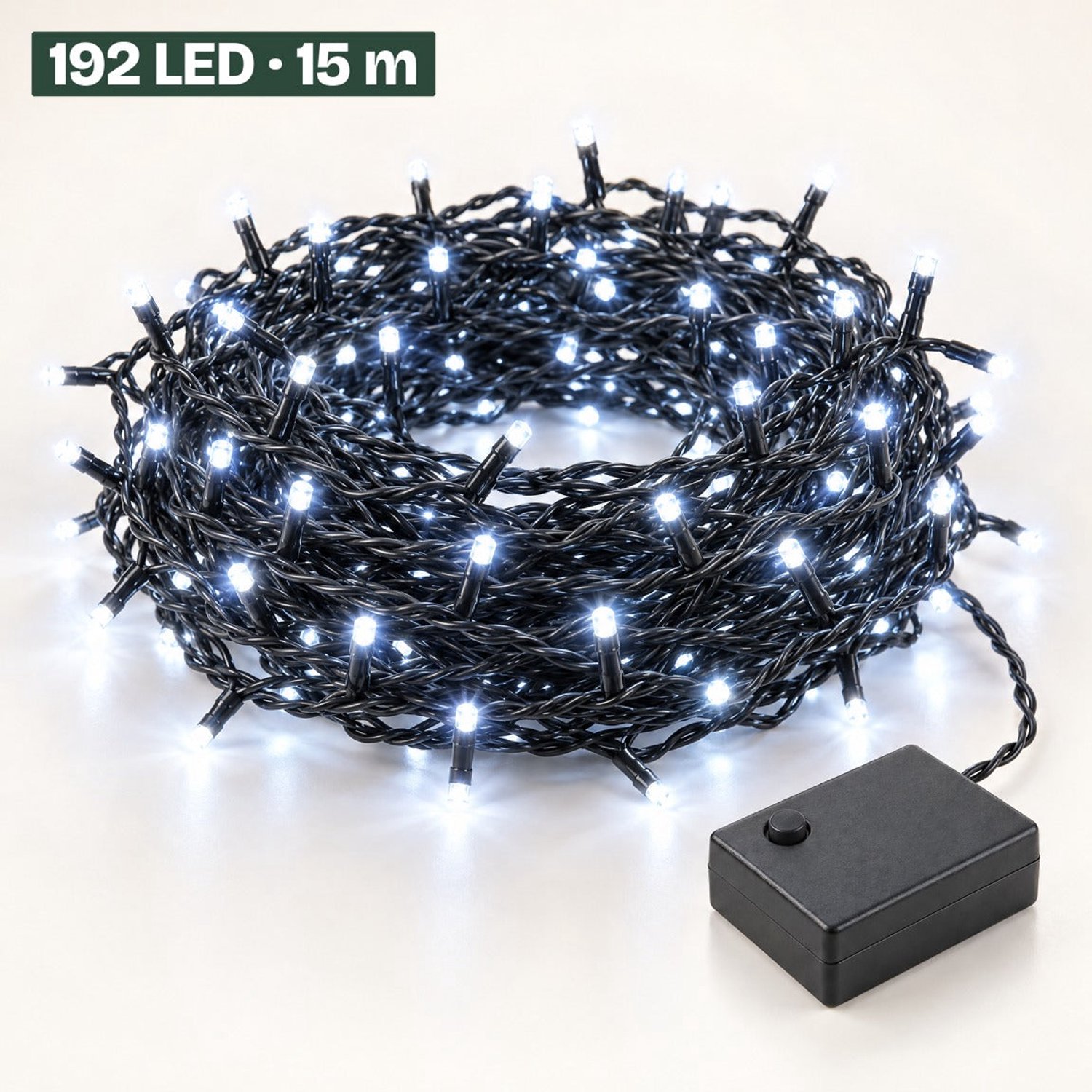Levano Kerstverlichting Koud Wit 192 LED 15 m - Lichtsnoer voor Binnen en Buiten - Kerstlampjes op Batterij - Kerstboomverlichting - Kerstversiering - Lichtslinger - Kerstlichtjes - LED Lampjes - Lichtjes Slinger op Batterijen - Lichtketting
