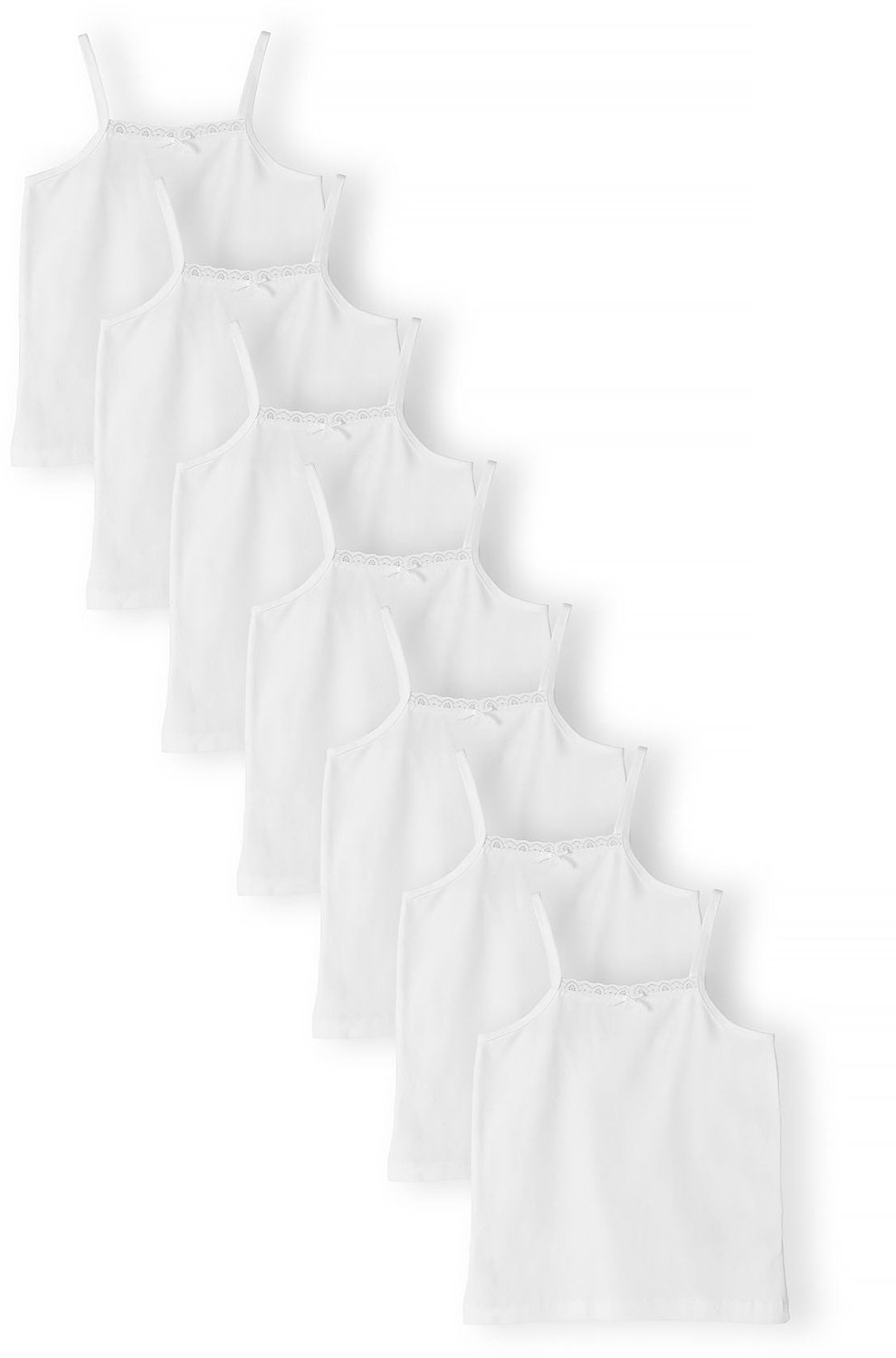 Minoti hemdjes meisjes met kant en smalle bandjes - wit - 7-pack