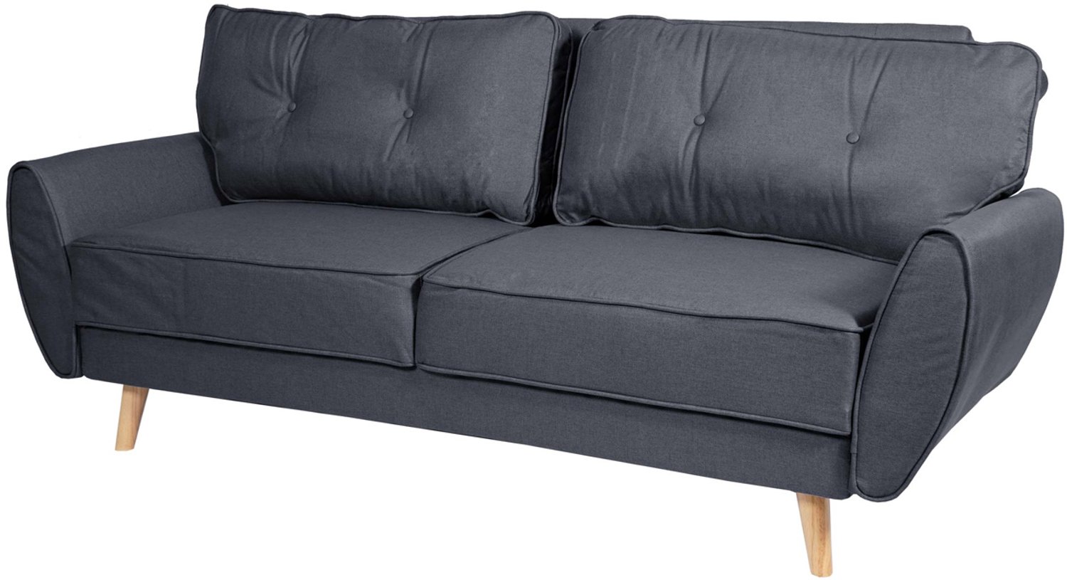 MCW 3-zits bank MCW-J19, bank uitklapbare loungebank, slaapfunctie 203cm ~ stof/textiel antraciet