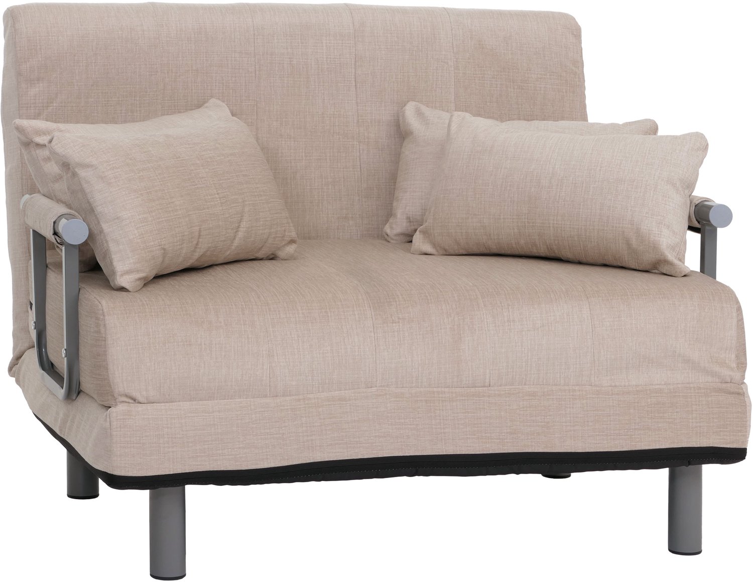 MCW Fauteuilbed MCW-K29, opklapbare fauteuil slaapbank logeerbed, ligoppervlak 190x100cm, stof chenille (370g/m²) ~ crème