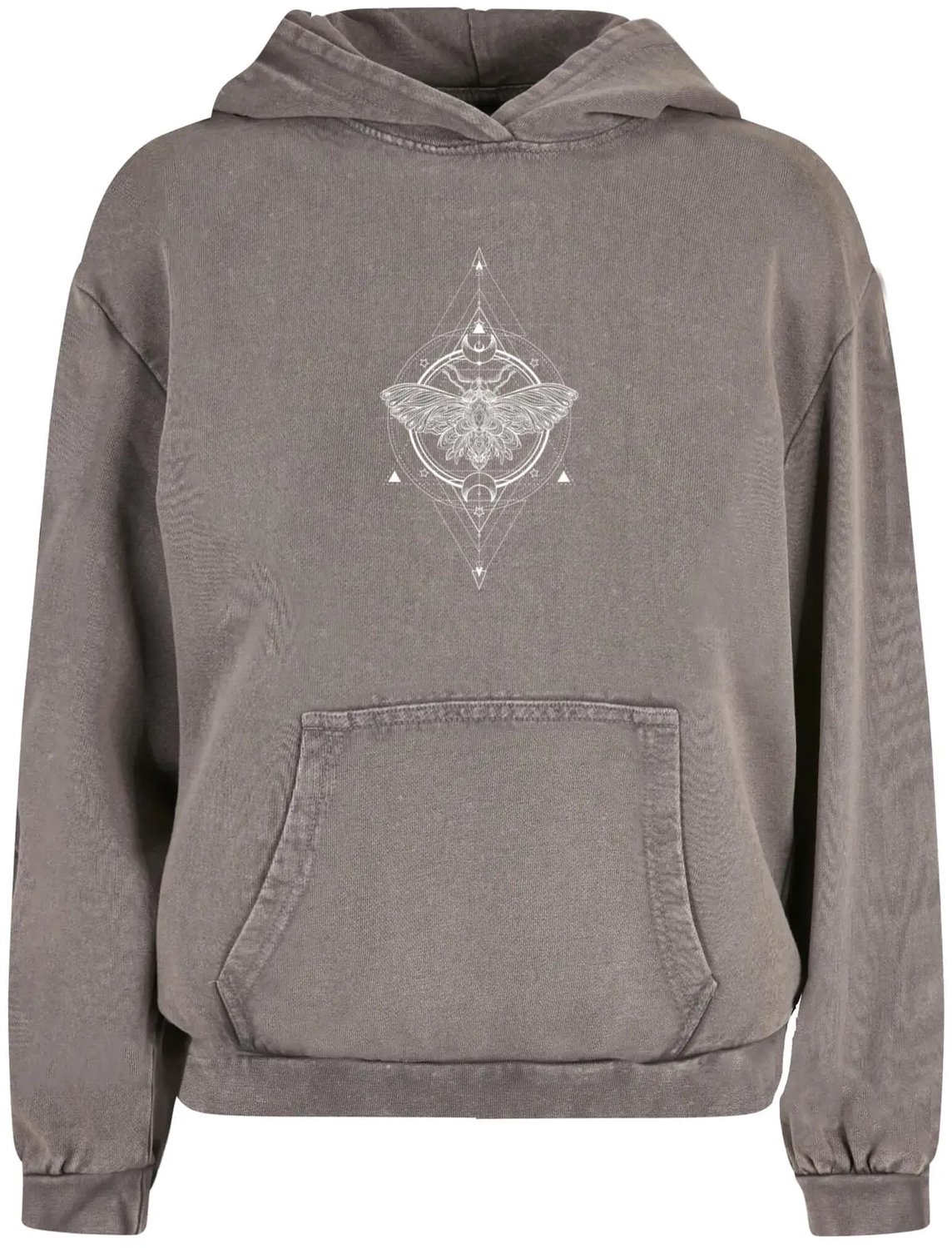 Dames Hoodie Mister Tee Moth Acid Washed Asfalt