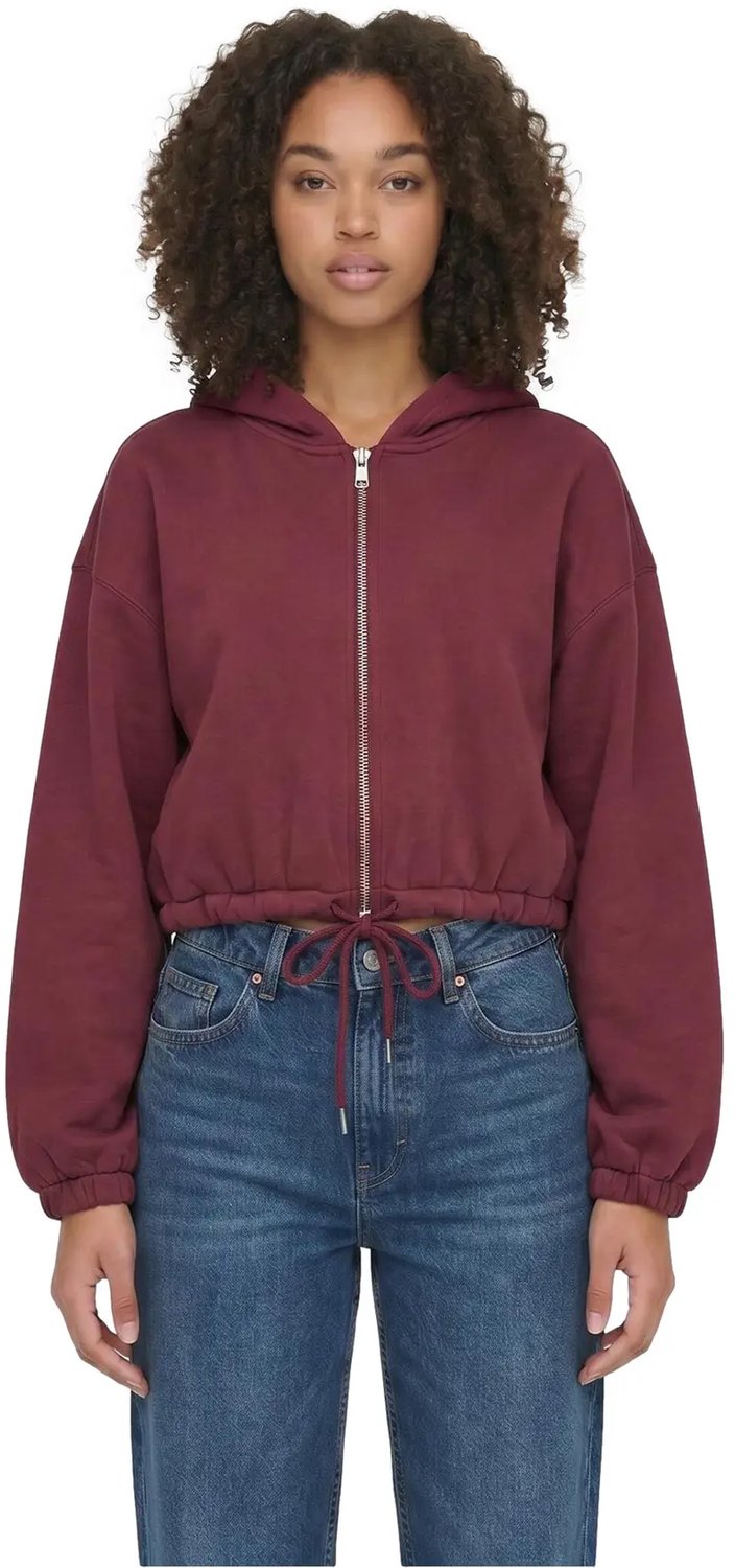 Dames Korte Dikkere Hoodie Urban Classics Bordeauxrood
