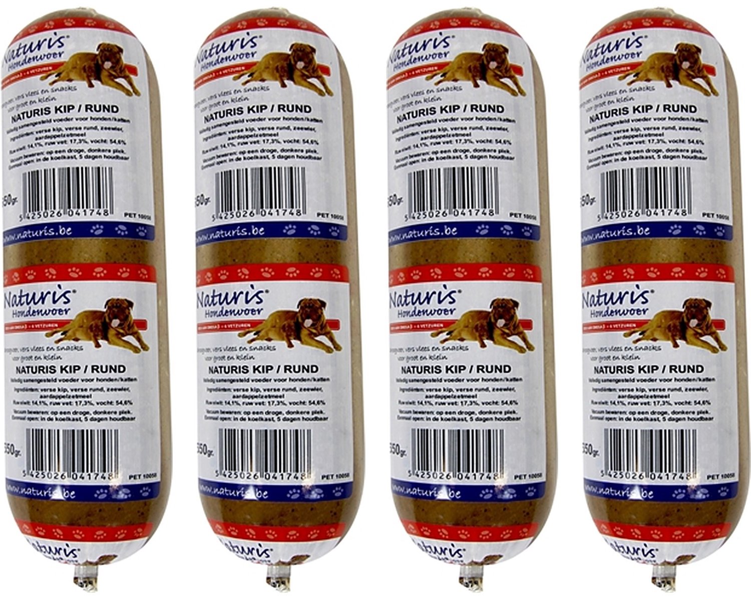 Naturis Houdbaar Kip/Rund - Gezond Hondenvoer 650gr - 4 stuks - Multipack
