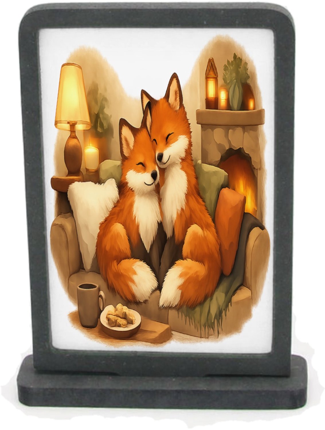 Mr Cadeautjes Houten fotolijst rechthoek met MDF inleg - design Een gezellige ochtendscène met twee dikke honden op een keuk | cadeau Wit