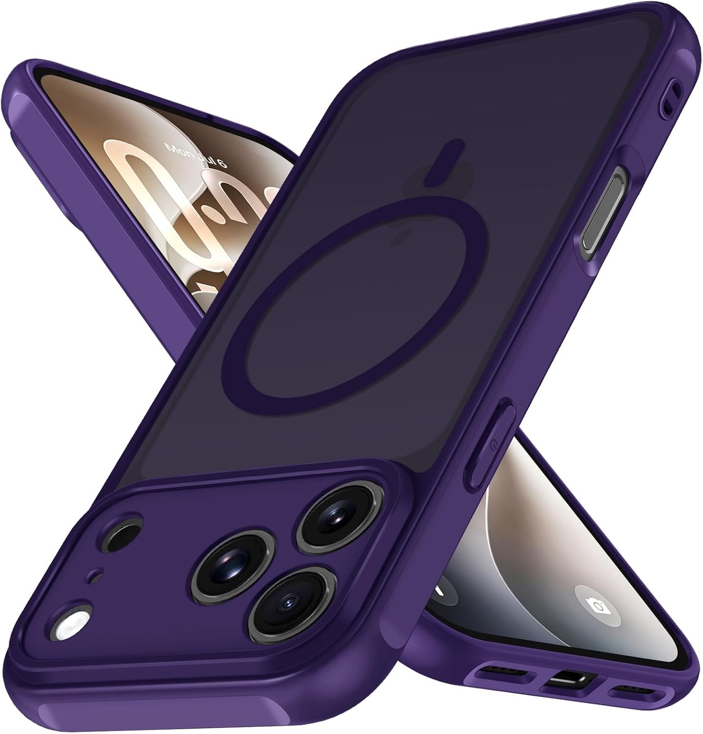 Zandarix Hoesje Geschikt voor Apple iPhone 18 Pro - Back Cover Hoesje - Matte Siliconen - Geschikt voor Mag - Militaire Valbescherming - Donkerpaars