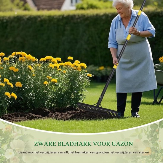 Tuinhark - Metalen - 189 cm - Heavy Duty Hark met 12 Tanden - Voor Tuinieren en Landschapsarchitectuur — afbeelding 2