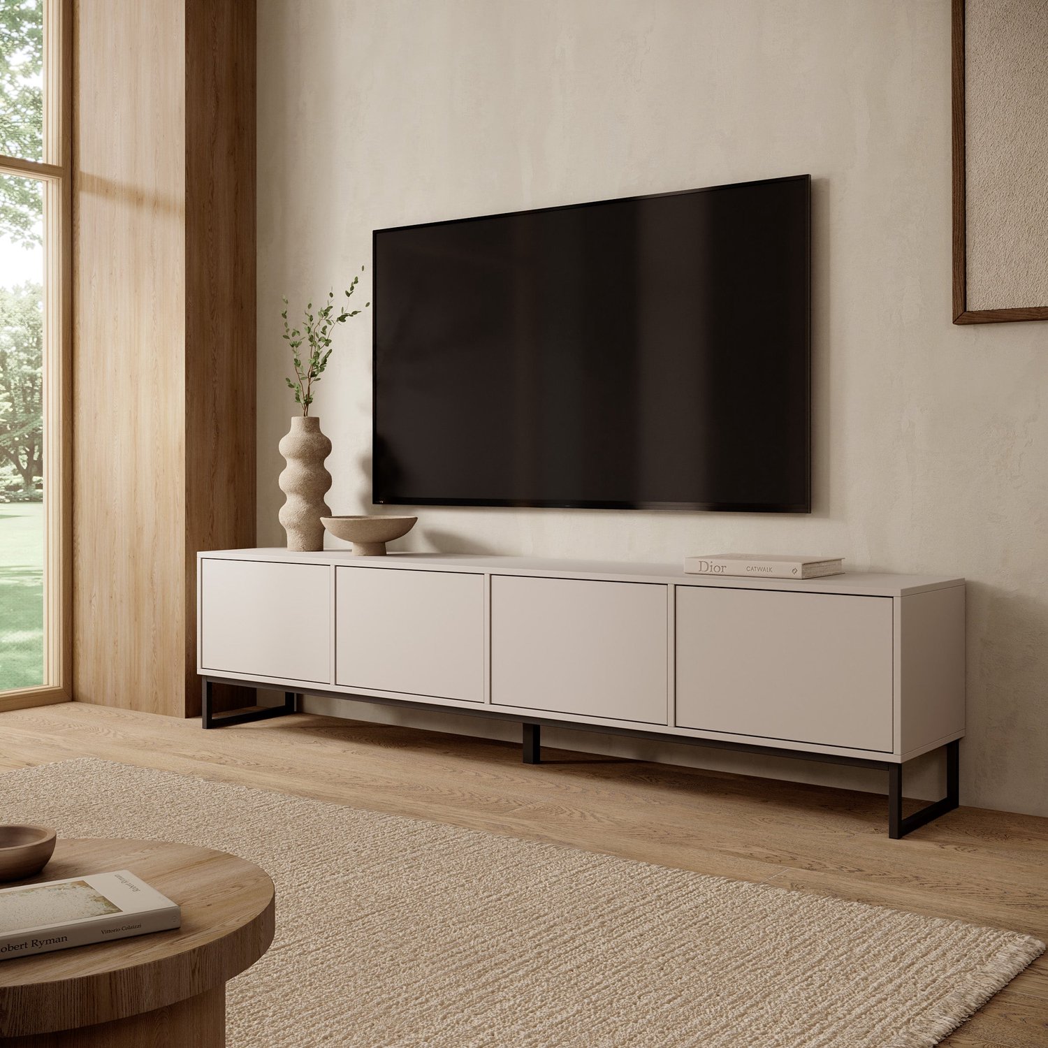 MEUBELLA Cavero - TV-Meubel - Beige - 209x37x50 cm