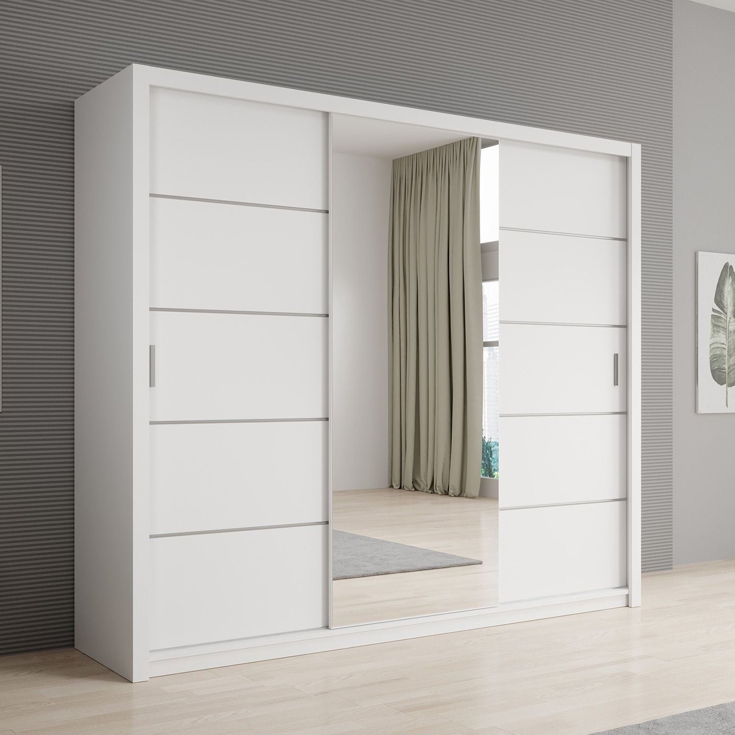 MEUBELLA Kledingkast Blake - Wit - 250 cm - Met spiegel