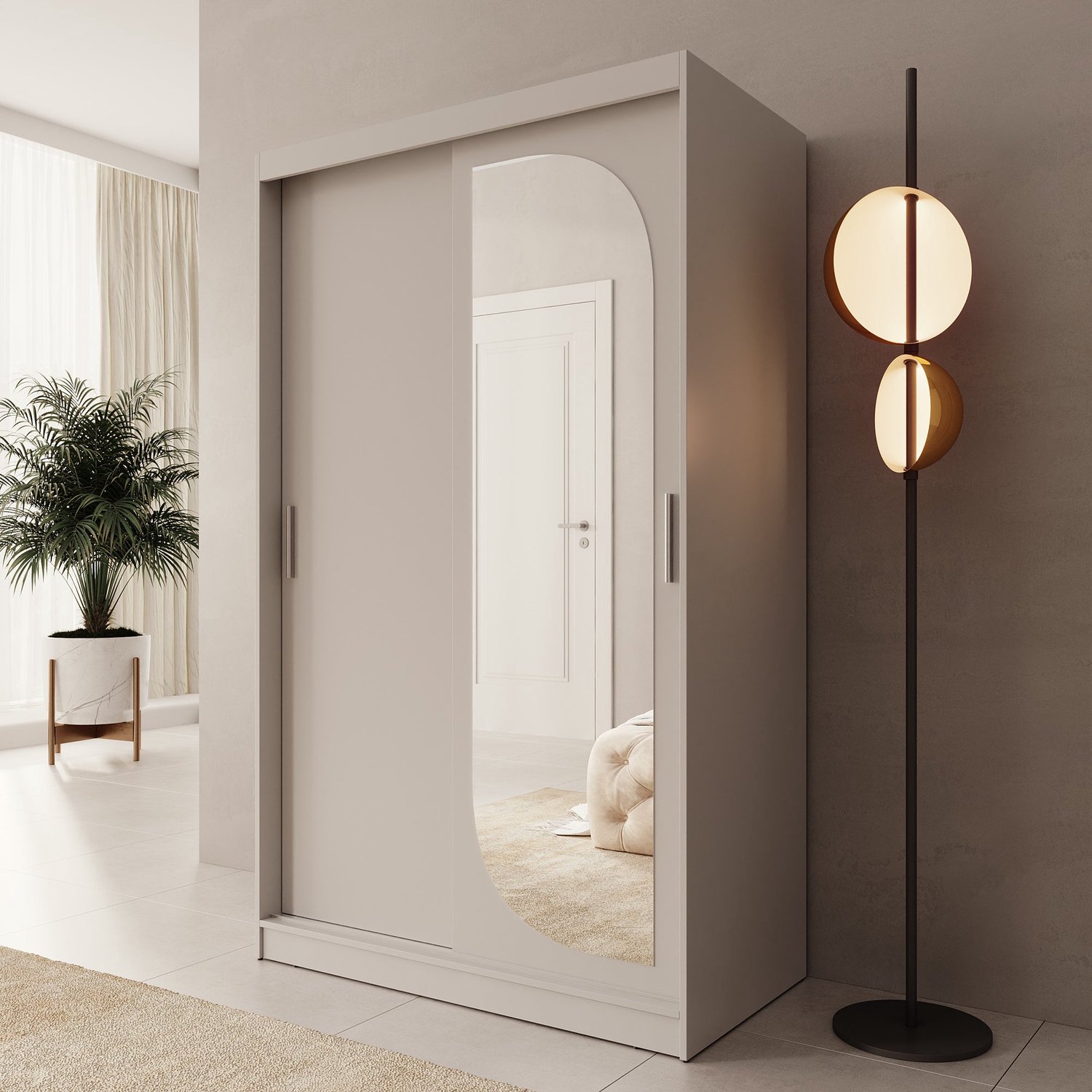 MEUBELLA Lava - Kledingkast 2 schuifdeuren - Beige - 120x62x200 cm