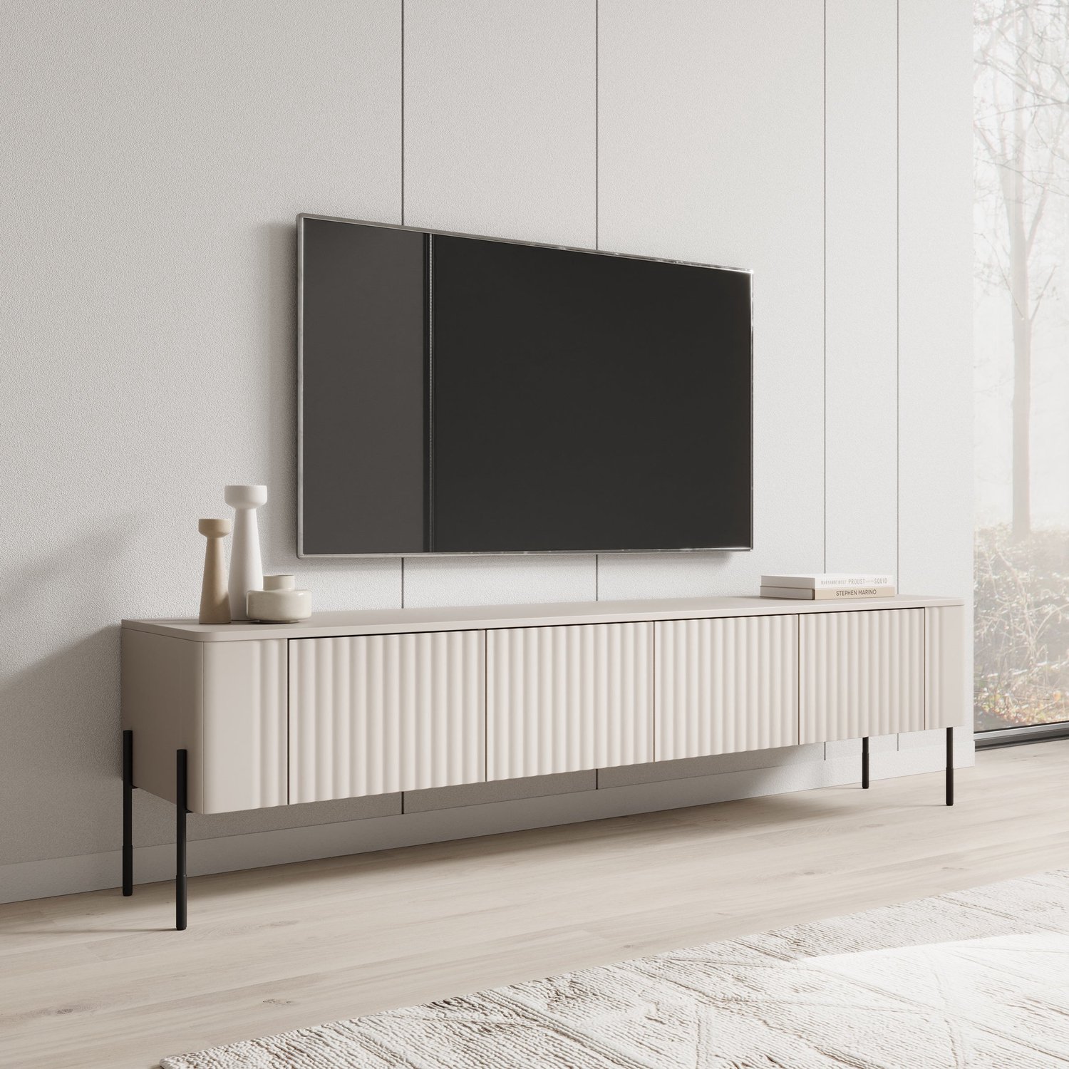 MEUBELLA Vivi - TV-Meubel - Beige - 190 cm