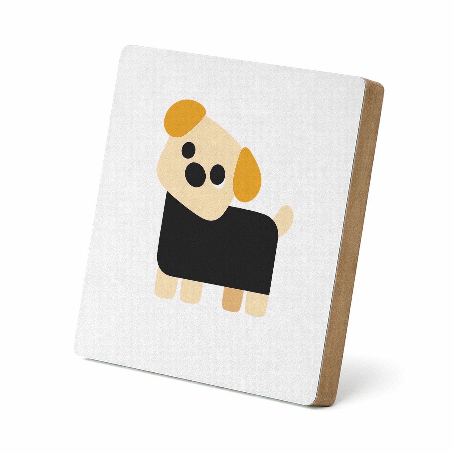 Mr Cadeautjes MDF staande fotolijst 15,2 x 15,2 - design Minimalistische hond met eigenwijze blik | cadeau Wit