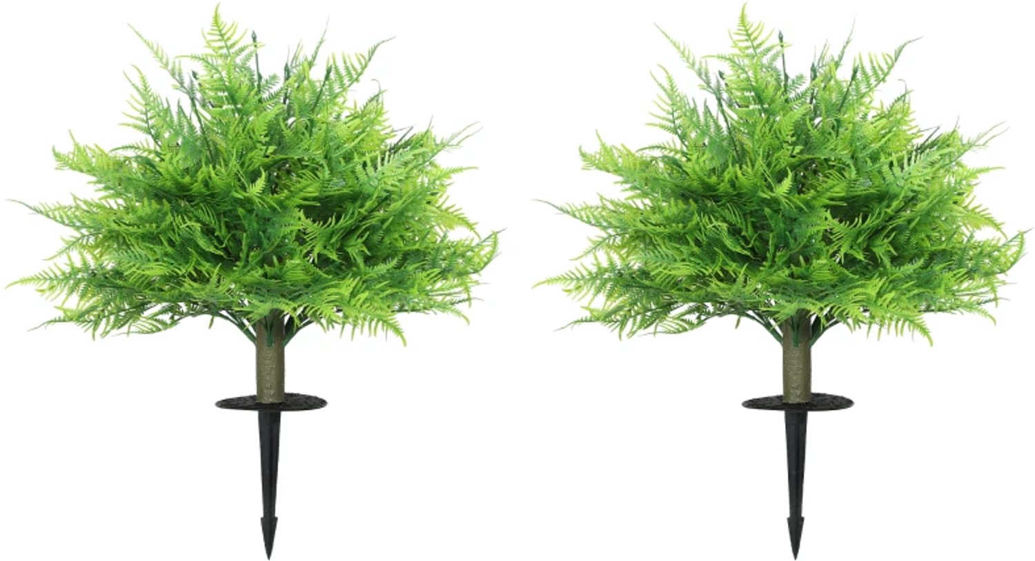 ZYLARO Kunstplanten - Set van 2 - Bostonvarenstruiken - UV-bestendig - Met stokken - 60 cm - Voor tuin en veranda Groen