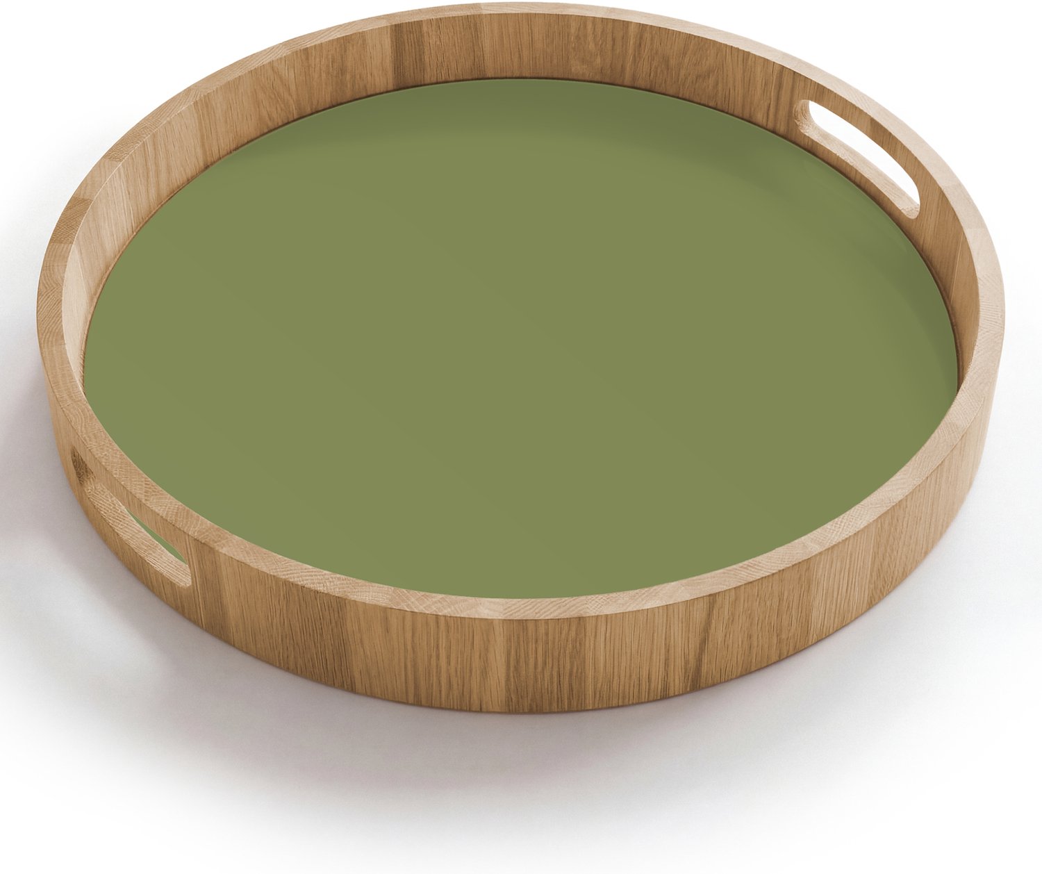 Dienblad rond 40x40 cm - Schootdienblad hout - Herbal - Matcha - Groen - Borrelplank rechthoek - Plateau houten dienbladen