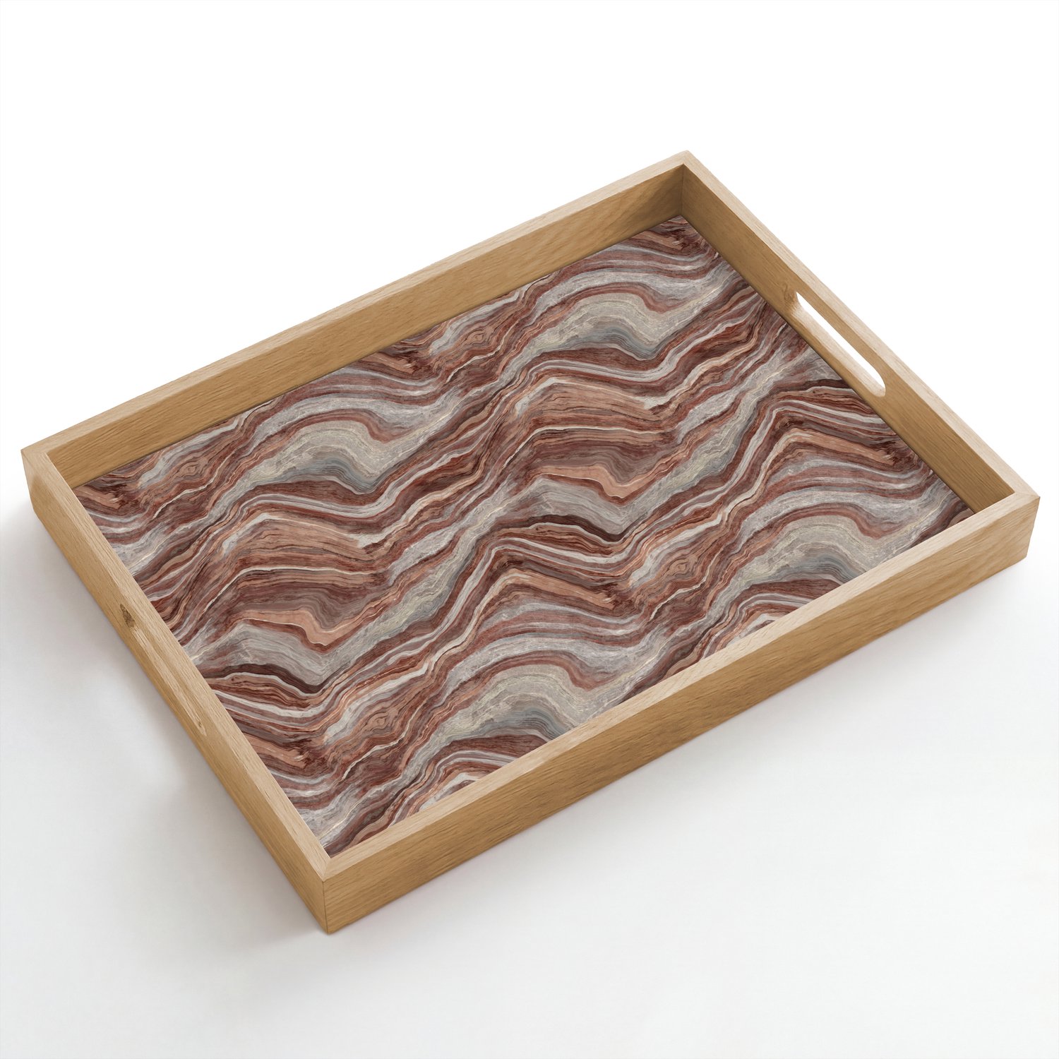 Dienblad hout 50x35 cm - Schootdienblad - Patroon - Zandsteen - Travertijn - Borrelplank rechthoek - Plateau dienbladen