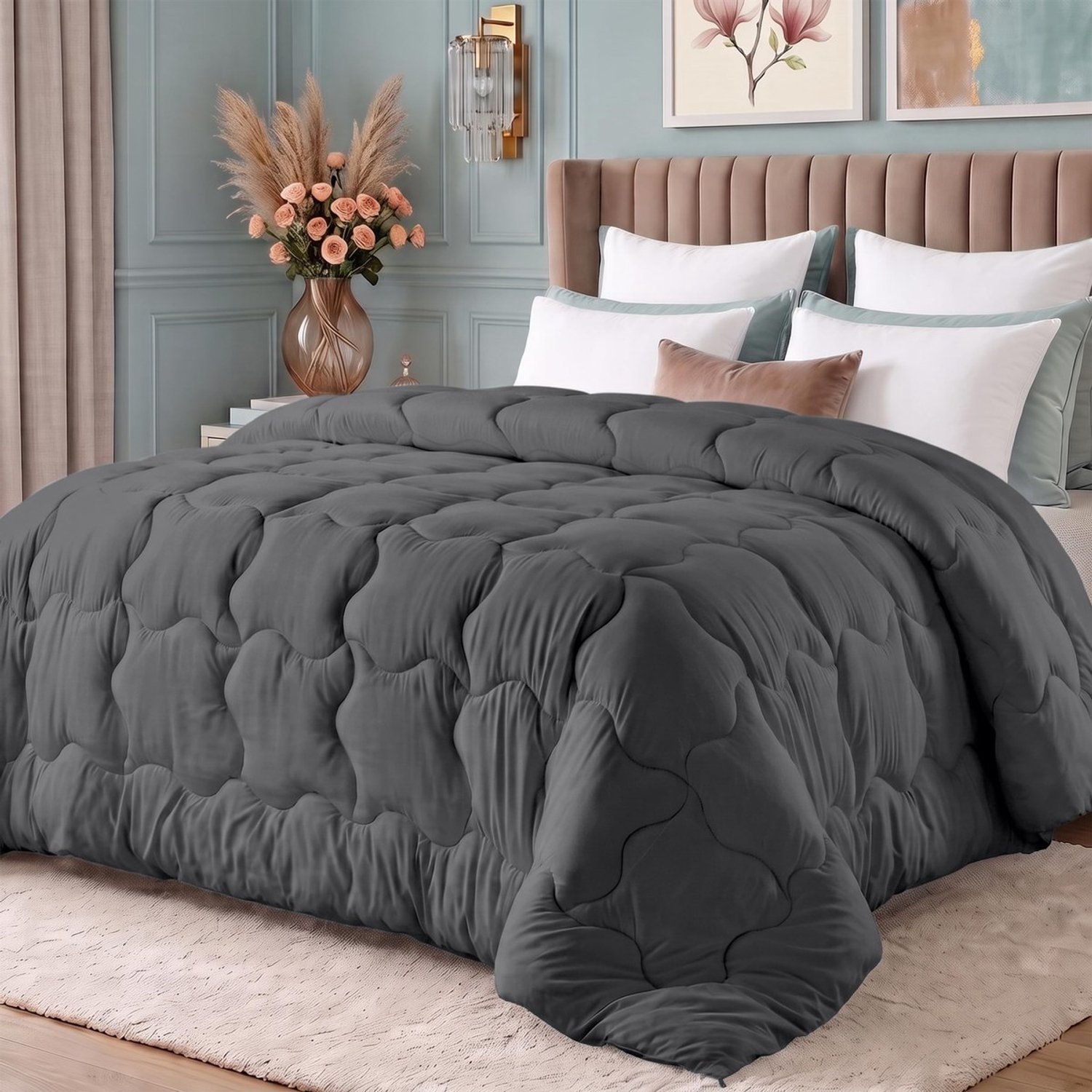 Duraxl Dekbed - 220 x 240 cm - Grijs - Microvezel