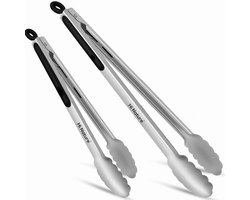 HI NATURE™ Barbecuetangen - Premium Multifunctionele Keukentang - Barbecuetang set 23CM & 30CM | BBQ Tang Accesoires- Vleestang - Serveertang - Salade Tang - Tangenset - keuken tangen | Hittebestendig & Vaatwasserbestendig - Roestvrij Staal (RVS)