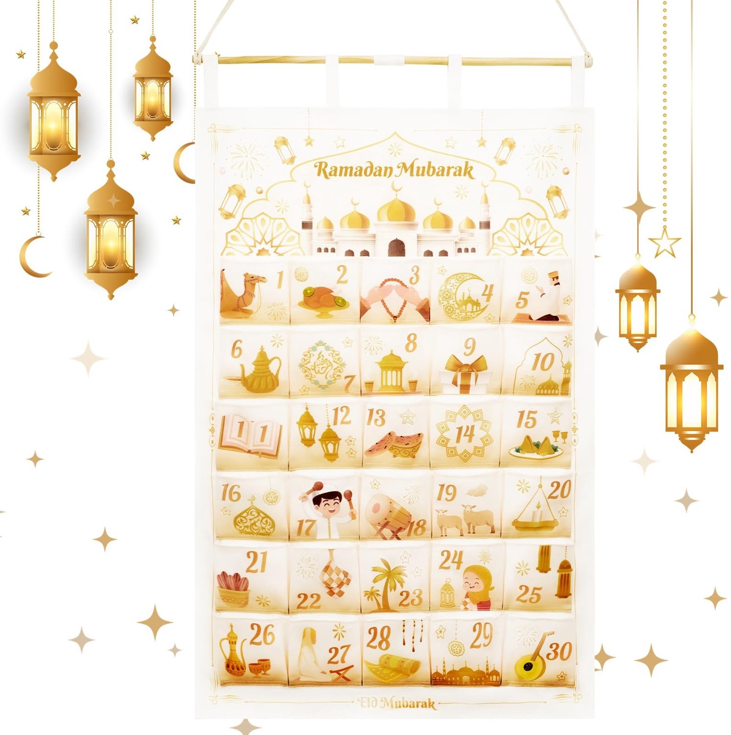 Herbruikbare Ramadan Adventskalender met 30 Vakken