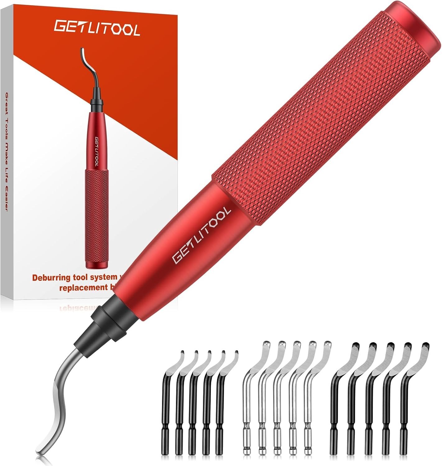 Deburr Tool Set met 16 Vervangbare Blades en 360° Draaikop voor 3D Printer, Geschikt voor Kunststof, Metaal en Koper