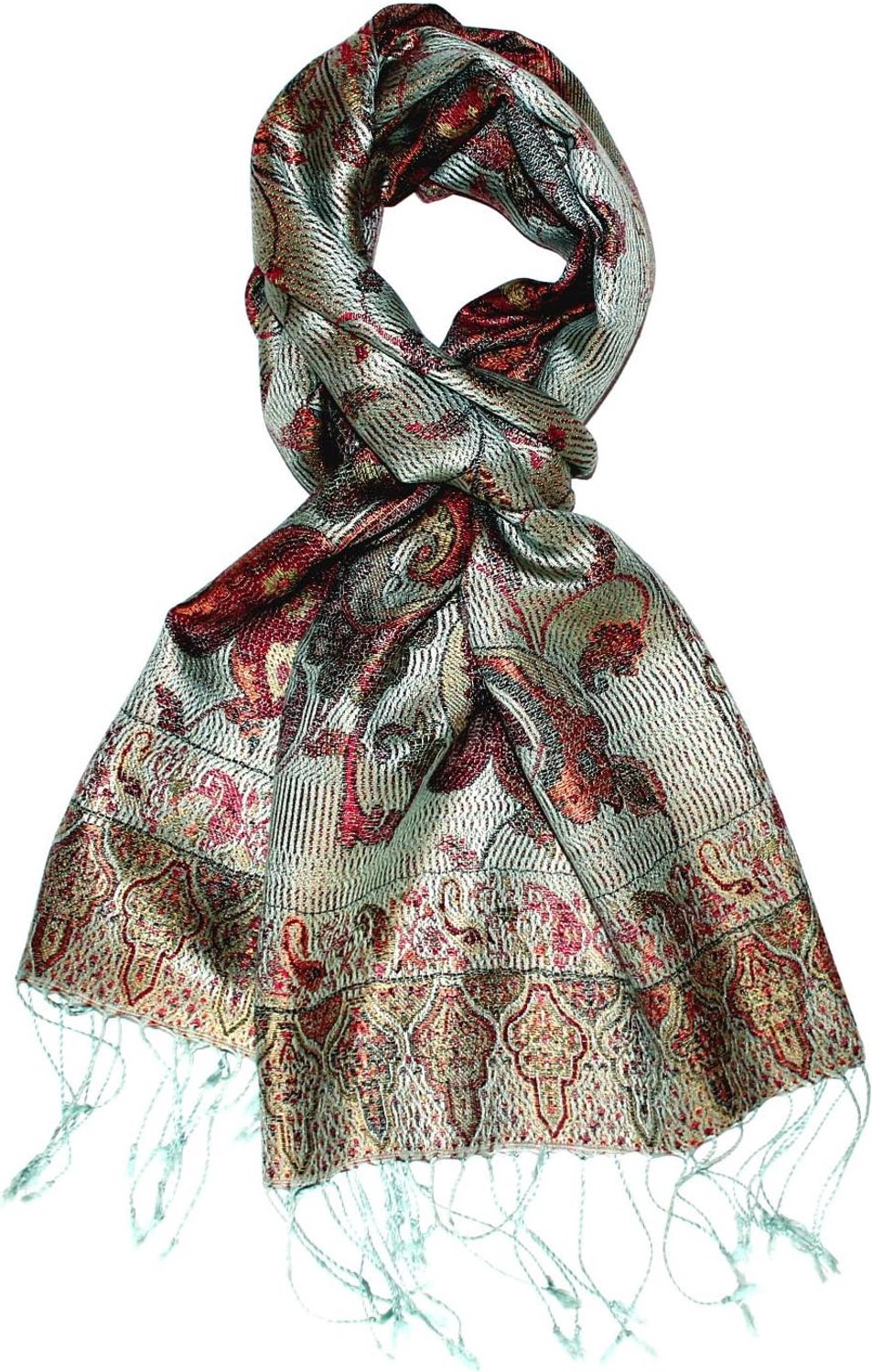 Lorenzo Cana Heren Zijden Sjaal - Bruin Paisley Jacquard 35x160cm