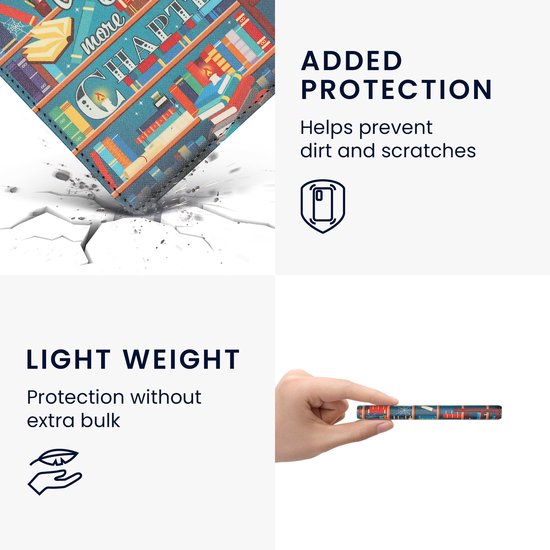 kwmobile e-reader hoesje geschikt voor Kobo Aura Edition 1 hoes - E reader flip case met magneetsluiting - Ereader cover - bibliotheek design in meerkleurig — afbeelding 2
