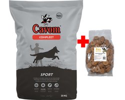 Cavom Sport hondenvoer 20 kg + Rex zachte beloning zalm