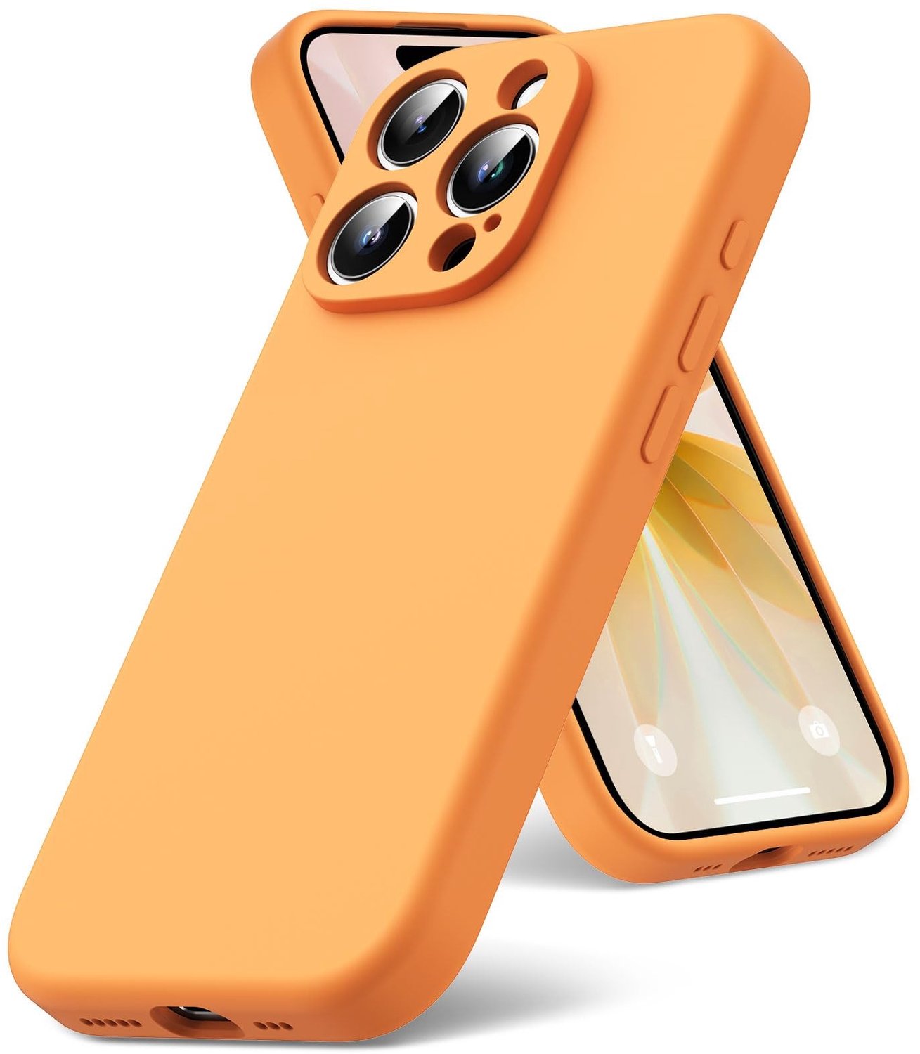 Silikon Hoesje voor iPhone 16 Pro met Microfiber Binnenvoering - Oranje